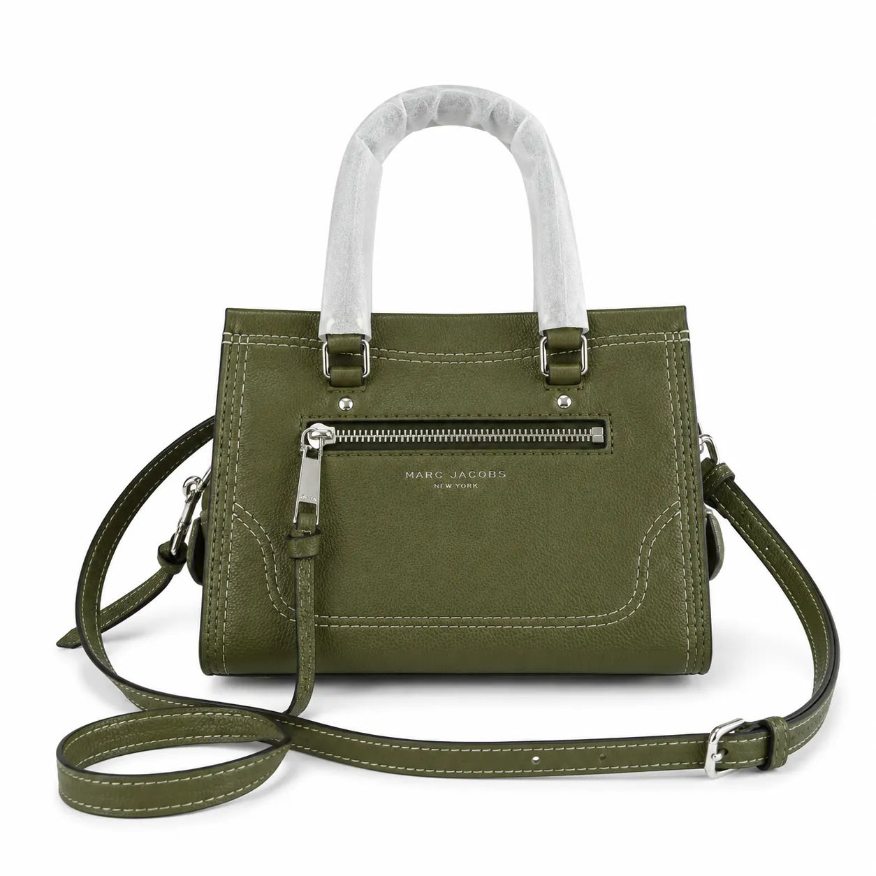 Marc Jacobs Mini Cruiser | White pebbled leather  detachable shoulder strap embossed logo  women's designer handbag