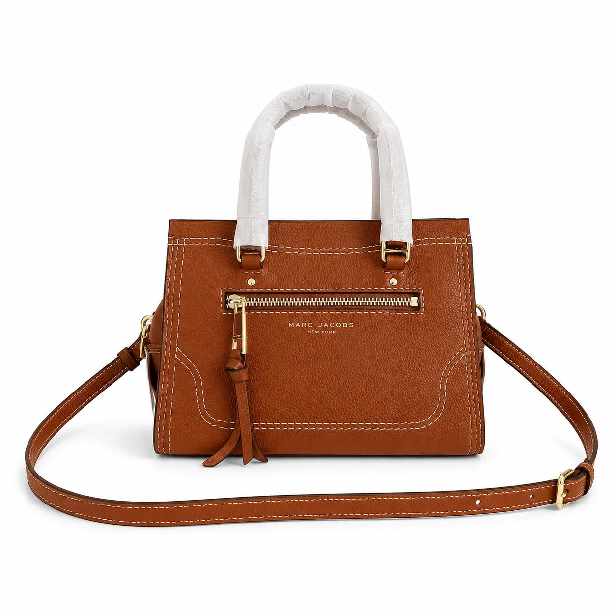 Marc Jacobs Mini Cruiser | White pebbled leather  detachable shoulder strap embossed logo  women's designer handbag