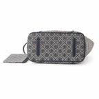 Tory Burch T Monogram Small | Grey jacquard fabric  navy logo  detachable pouch  women's designer shoulder/handbag