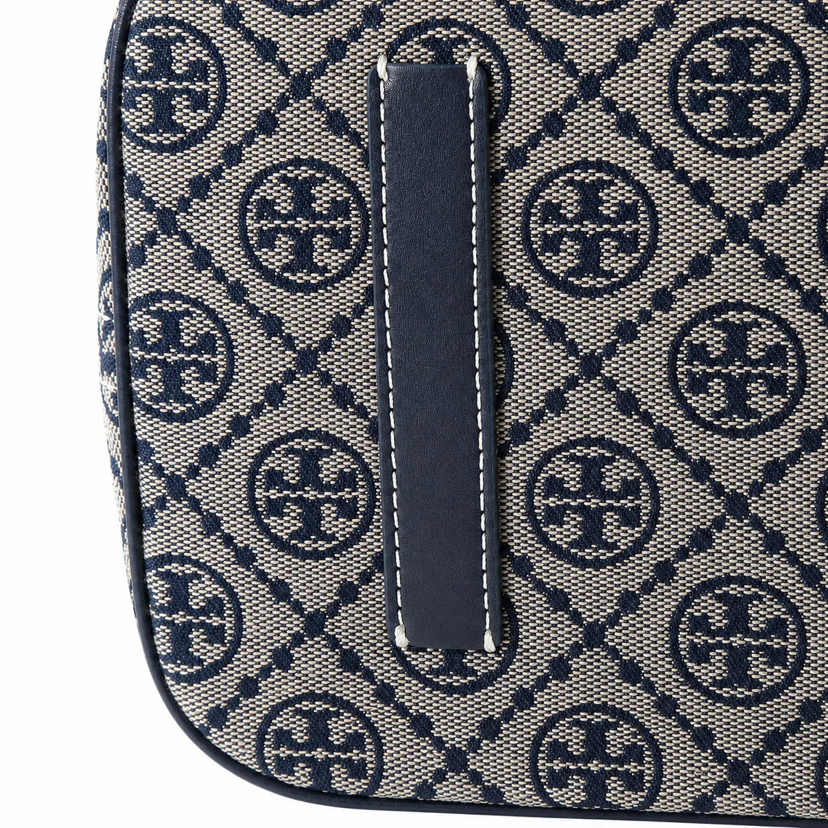 Tory Burch T Monogram Small | Grey jacquard fabric  navy logo  detachable pouch  women's designer shoulder/handbag