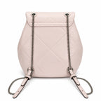 Tory Burch Kira Mini Quilted Bag | Soft pink leather with a silver double T logo  featuring an adjustable chain leather shoulder strap  a women's designer backpack