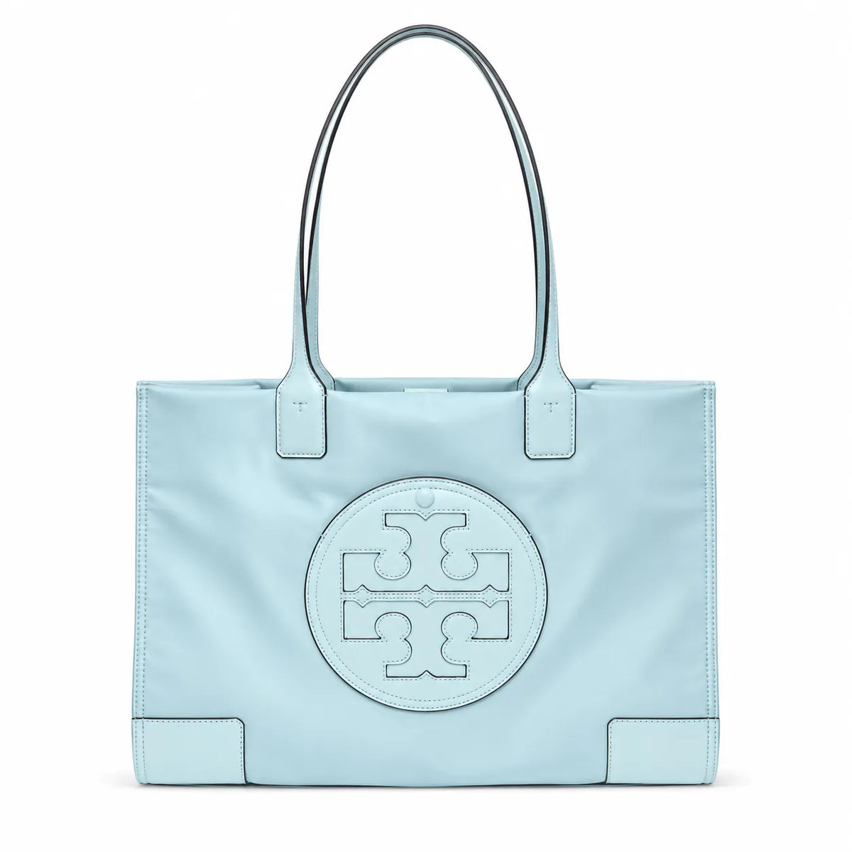 Tory Burch Ella Large Tote Bag Navy Blue Nylon Shoulder Handbag with Double T Logo Lightweight Work & Travel Carryall