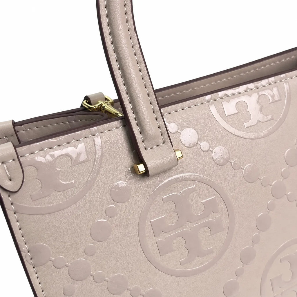 Tory Burch T-pattern small women's designer shoulder bag off-white leather brown logo detachable shoulder strap