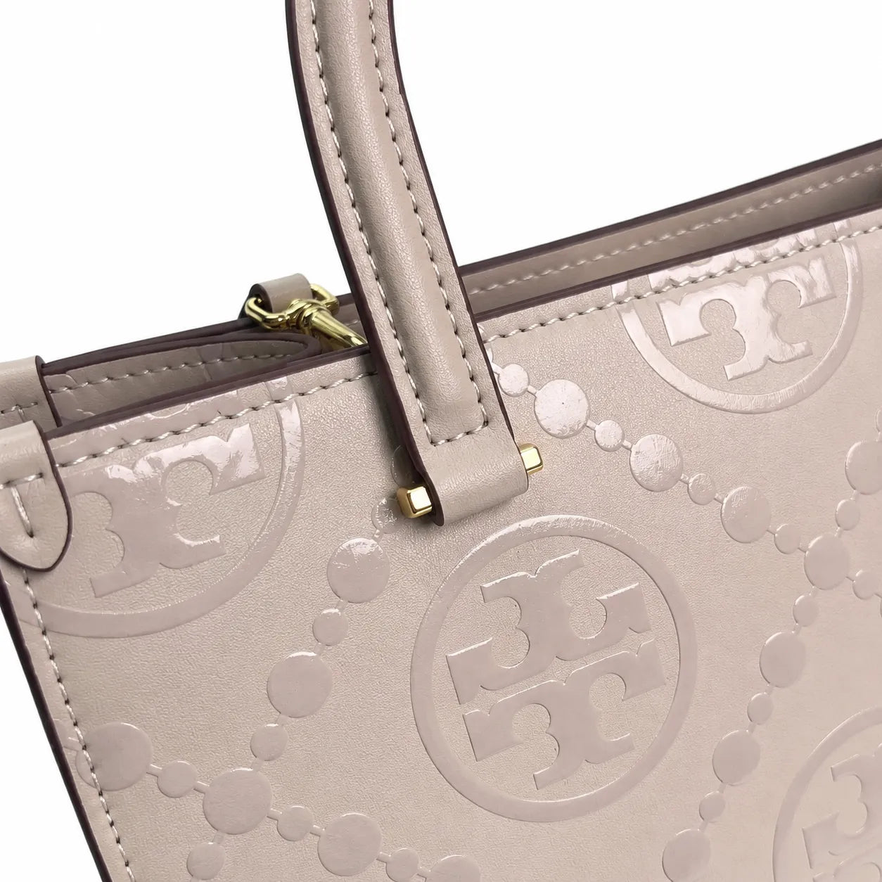 Tory Burch T-pattern small women's designer shoulder bag off-white leather brown logo detachable shoulder strap