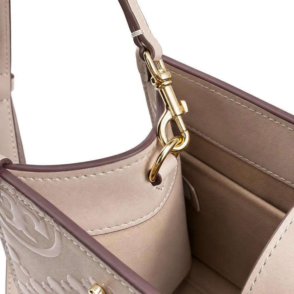 Tory Burch T-pattern small women's designer shoulder bag off-white leather brown logo detachable shoulder strap