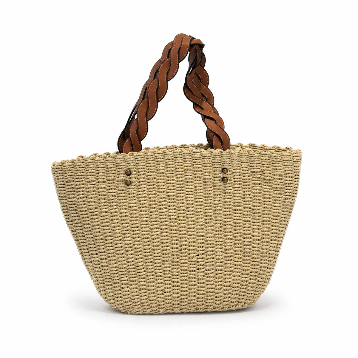 Tory Burch Ella | Natural raffia woven bag leather handle, round logo patch  women's summer straw tote bag