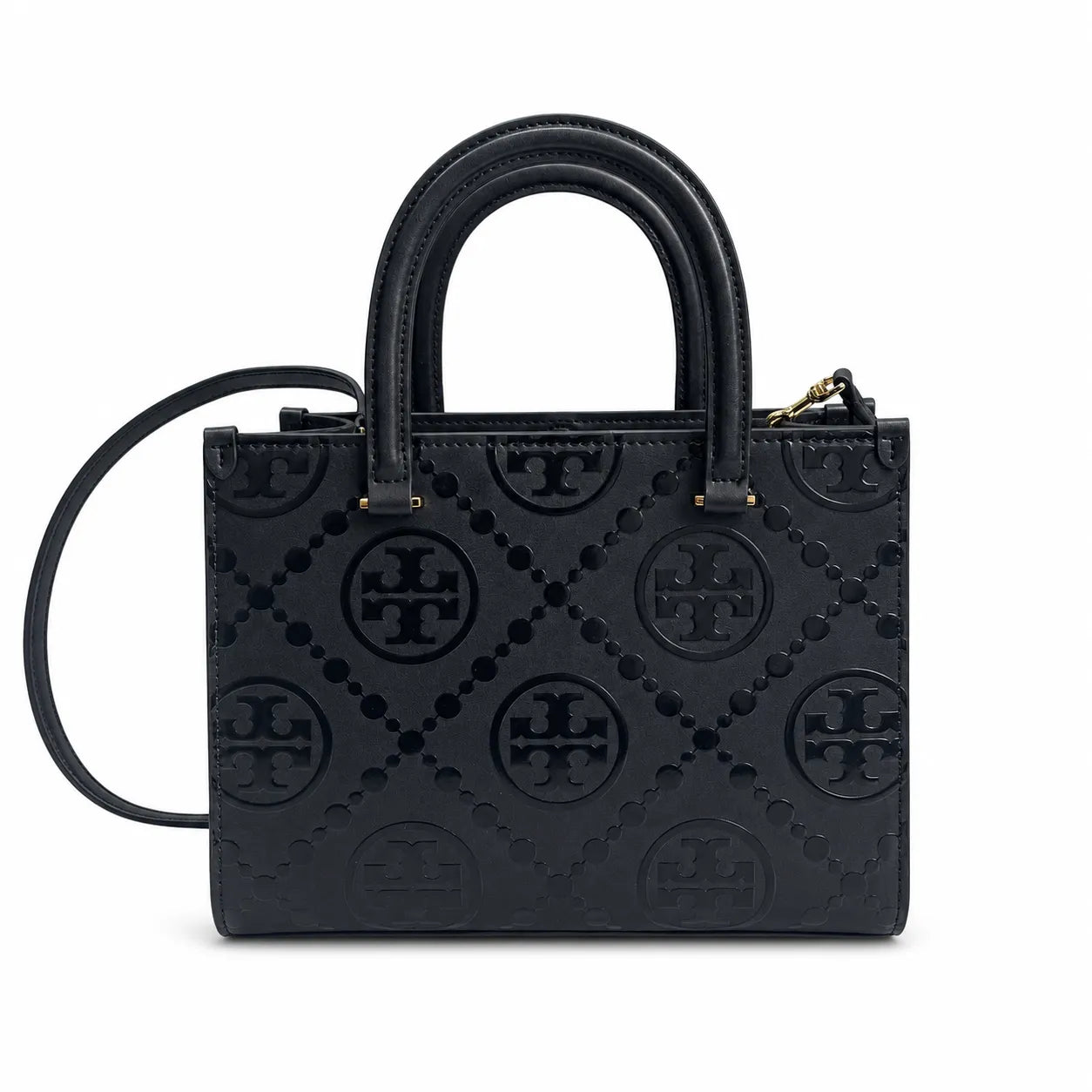 Tory Burch T-pattern small women's designer shoulder bag off-white leather brown logo detachable shoulder strap