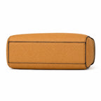 Tory Burch Romy | Caramel-colored pebbled leather with a detachable shoulder strap and double T charm  women's designer small crossbody bag