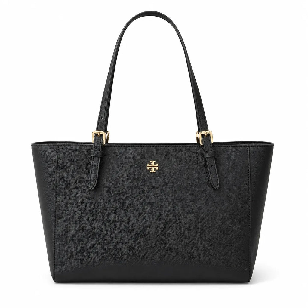 Tory Burch York Saffiano | Black cross-grain calfskin adjustable shoulder strap zip closure women's designer shoulder/handbag