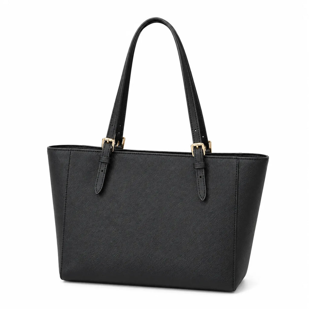 Tory Burch York Saffiano | Black cross-grain calfskin adjustable shoulder strap zip closure women's designer shoulder/handbag