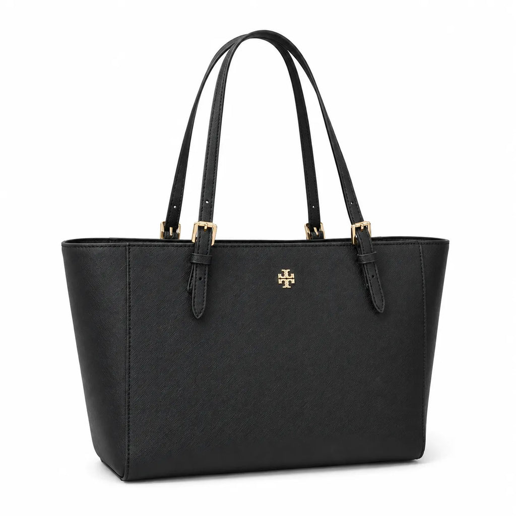 Tory Burch York Saffiano | Black cross-grain calfskin adjustable shoulder strap zip closure women's designer shoulder/handbag
