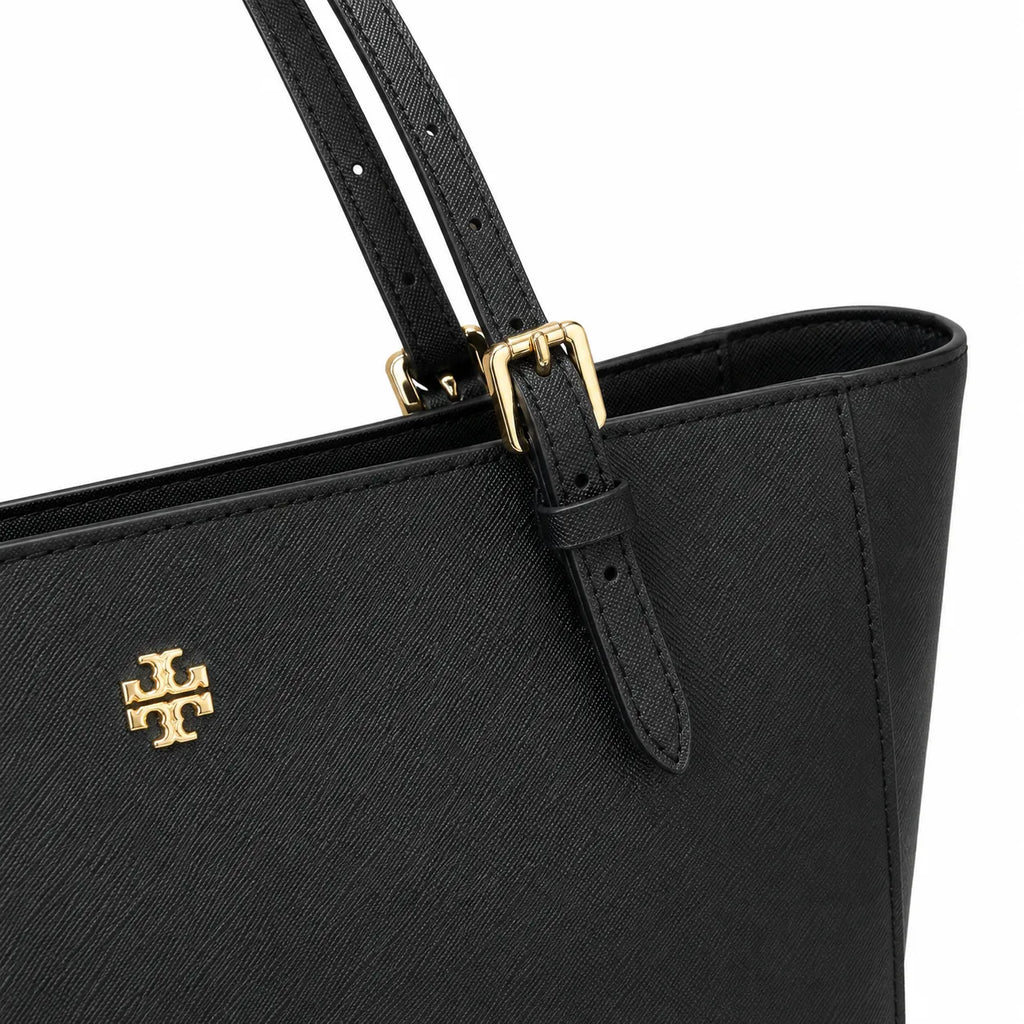 Tory Burch York Saffiano | Black cross-grain calfskin adjustable shoulder strap zip closure women's designer shoulder/handbag