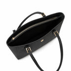 Tory Burch York Saffiano | Black cross-grain calfskin adjustable shoulder strap zip closure women's designer shoulder/handbag