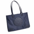 Tory Burch Ella Large Tote Bag Navy Blue Nylon Shoulder Handbag with Double T Logo Lightweight Work & Travel Carryall