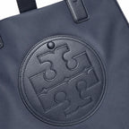 Tory Burch Ella Large Tote Bag Navy Blue Nylon Shoulder Handbag with Double T Logo Lightweight Work & Travel Carryall