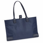 Tory Burch Ella Large Tote Bag Navy Blue Nylon Shoulder Handbag with Double T Logo Lightweight Work & Travel Carryall