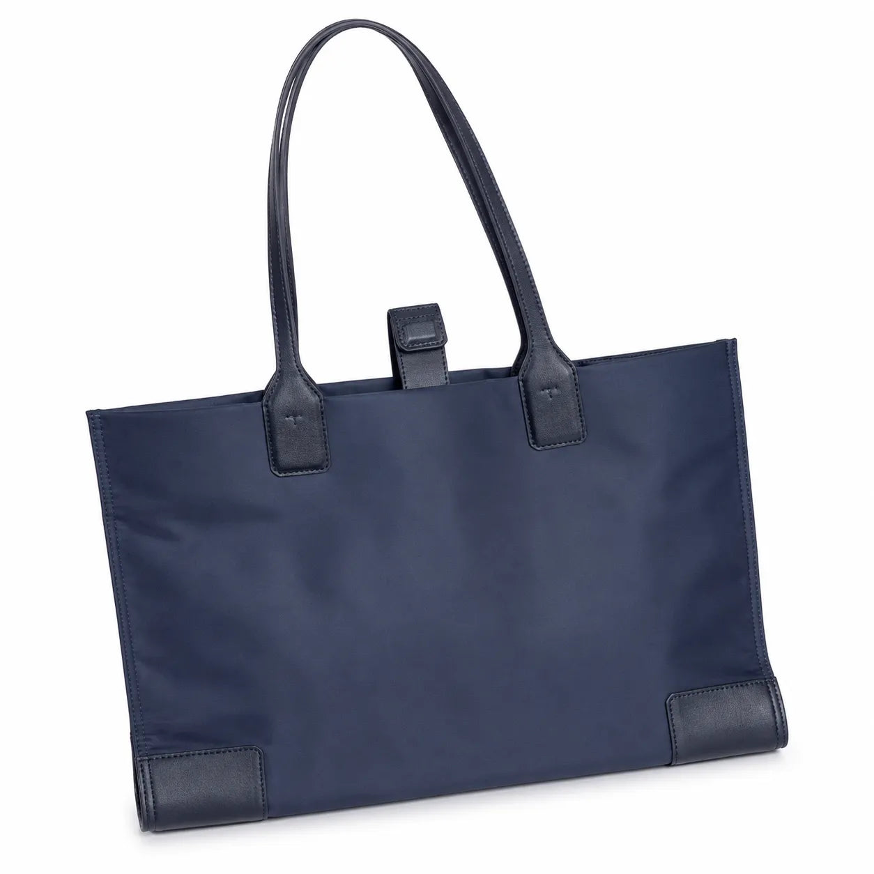 Tory Burch Ella Large Tote Bag Navy Blue Nylon Shoulder Handbag with Double T Logo Lightweight Work & Travel Carryall