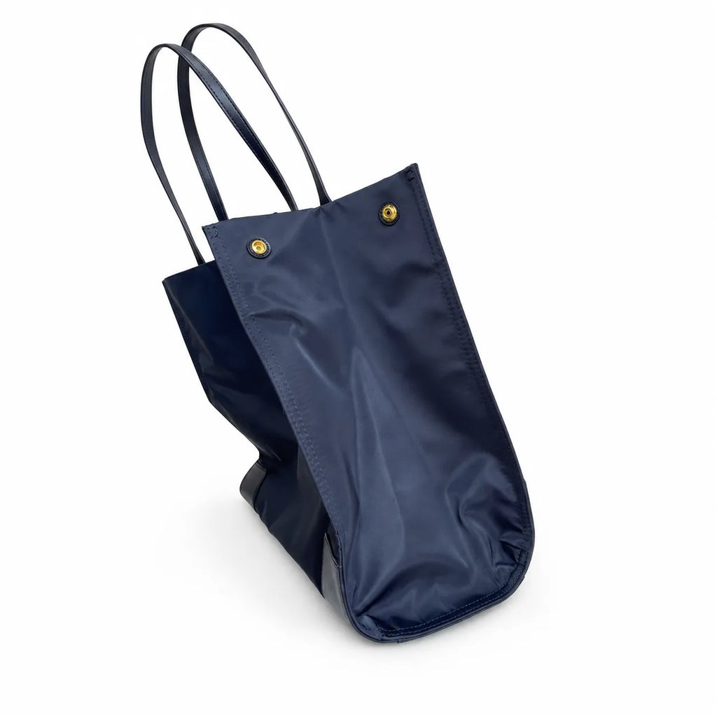 Tory Burch Ella Large Tote Bag Navy Blue Nylon Shoulder Handbag with Double T Logo Lightweight Work & Travel Carryall