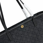 Tory Burch T Monogram | Black jacquard with gold logo  detachable pouch  women's designer shoulder bag