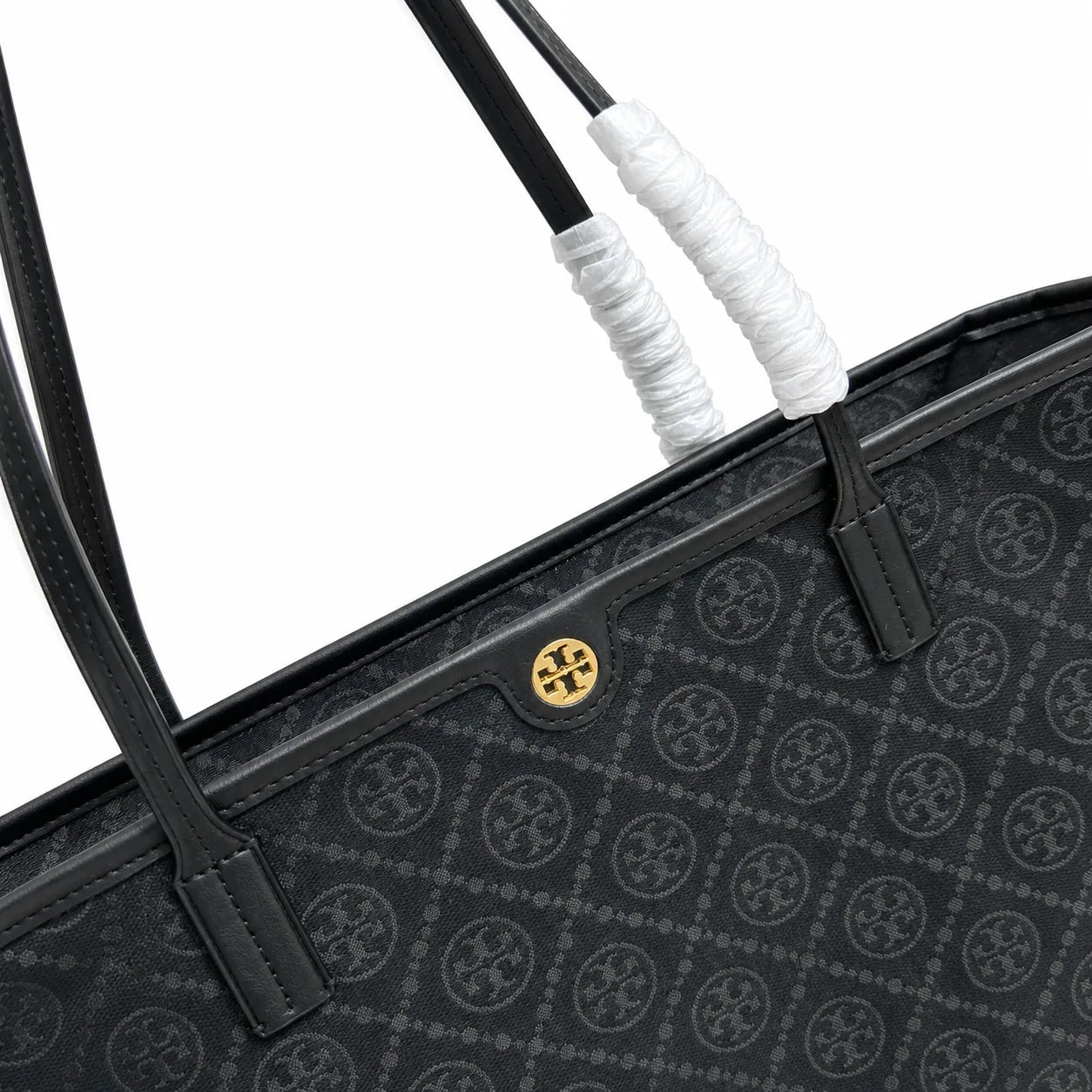 Tory Burch T Monogram | Black jacquard with gold logo  detachable pouch  women's designer shoulder bag