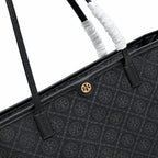 Tory Burch T Monogram | Black jacquard with gold logo  detachable pouch  women's designer shoulder bag