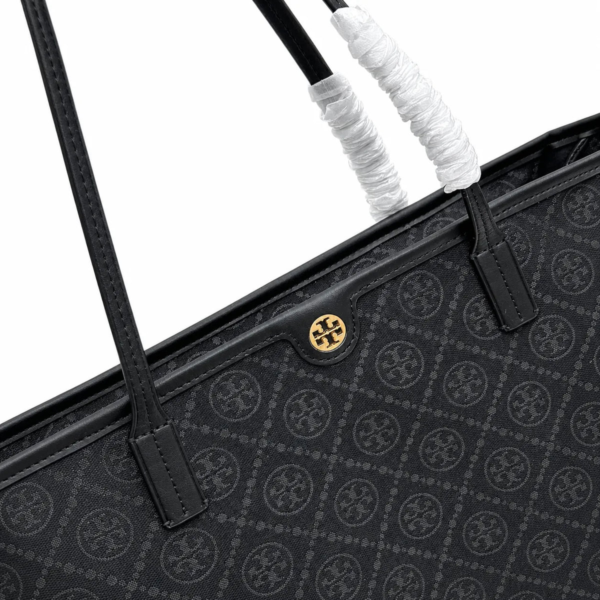 Tory Burch T Monogram | Black jacquard with gold logo  detachable pouch  women's designer shoulder bag