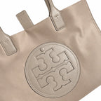 Tory Burch Ella Nylon Tote Bag | Recycled Fabric & Faux Leather Trim  Circular Double T Logo  Magnetic Snap Closure  Women’s Designer Shoulder Handbag