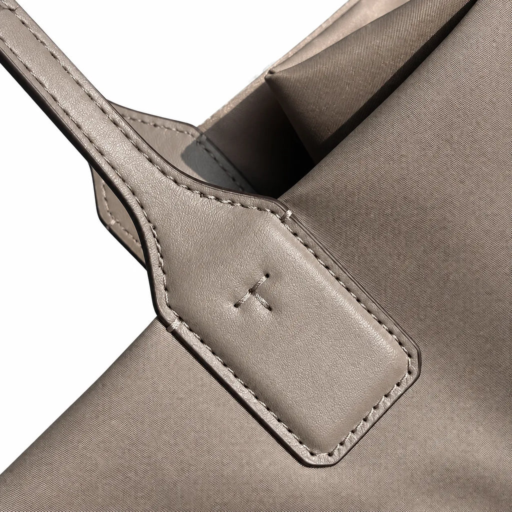 Tory Burch Ella Nylon Tote Bag | Recycled Fabric & Faux Leather Trim  Circular Double T Logo  Magnetic Snap Closure  Women’s Designer Shoulder Handbag