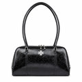 Tory Burch Marshmallow | Black waxed leather double zip closure slim shoulder strap women's designer shoulder/handbag
