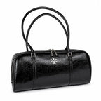 Tory Burch Marshmallow | Black waxed leather double zip closure slim shoulder strap women's designer shoulder/handbag