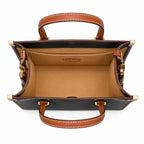 Tory Burch T Monogram | Off-white/black embossed leather with brown trim detachable shoulder strap magnetic closure women's designer shoulder/handbag