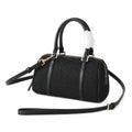 Tory Burch T Monogram | Black embossed canvas with detachable shoulder strap and zip closure  women's designer mini Boston bag
