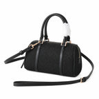 Tory Burch T Monogram | Black embossed canvas with detachable shoulder strap and zip closure  women's designer mini Boston bag