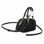 Tory Burch T Monogram | Black embossed canvas with detachable shoulder strap and zip closure  women's designer mini Boston bag
