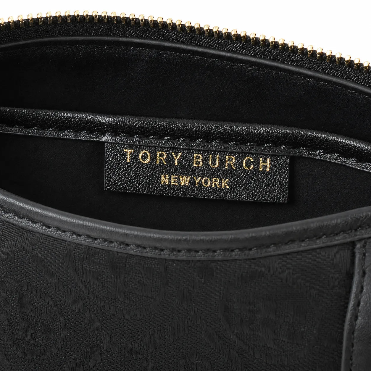 Tory Burch T Monogram | Black embossed canvas with detachable shoulder strap and zip closure  women's designer mini Boston bag
