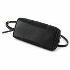 Tory Burch T Monogram | Black embossed canvas with detachable shoulder strap and zip closure  women's designer mini Boston bag