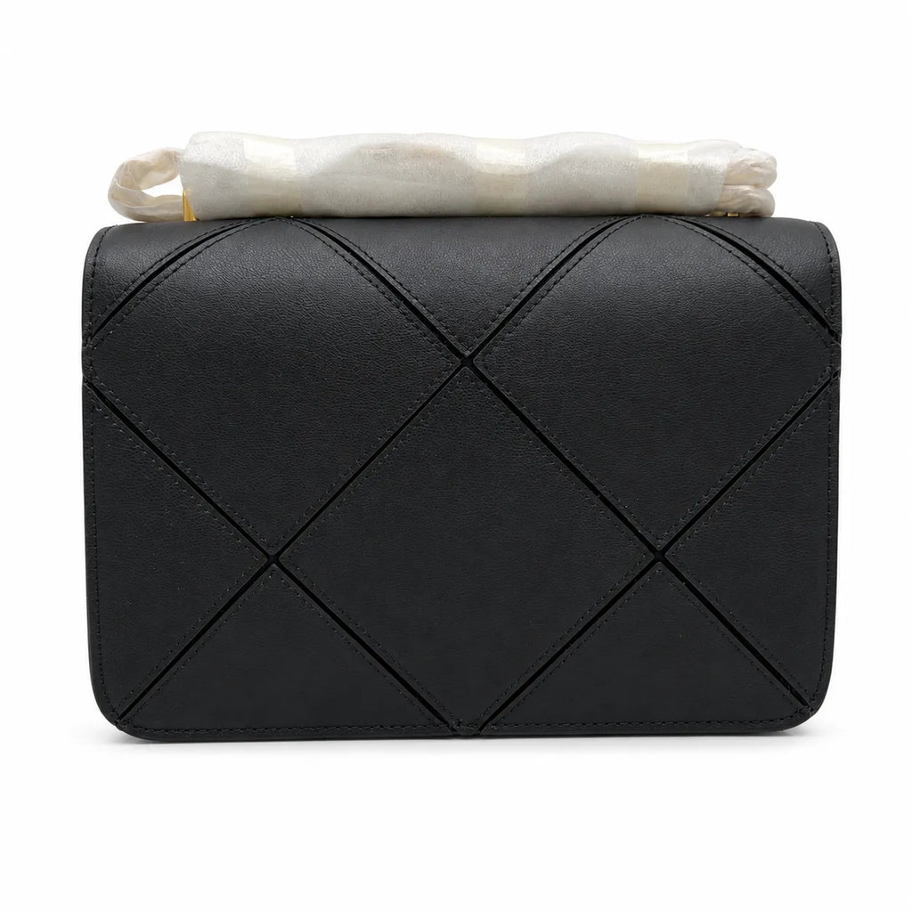 Tory Burch Eleanor Quilted Chain Bag | Black lambskin adjustable shoulder strap magnetic closure  women's designer quilted chain bag