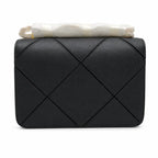 Tory Burch Eleanor Quilted Chain Bag | Black lambskin adjustable shoulder strap magnetic closure  women's designer quilted chain bag