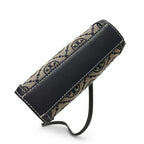Tory Burch T Monogram | Off-white embossed canvas with brown leather trim detachable shoulder strap  women's designer mini sheet music bag