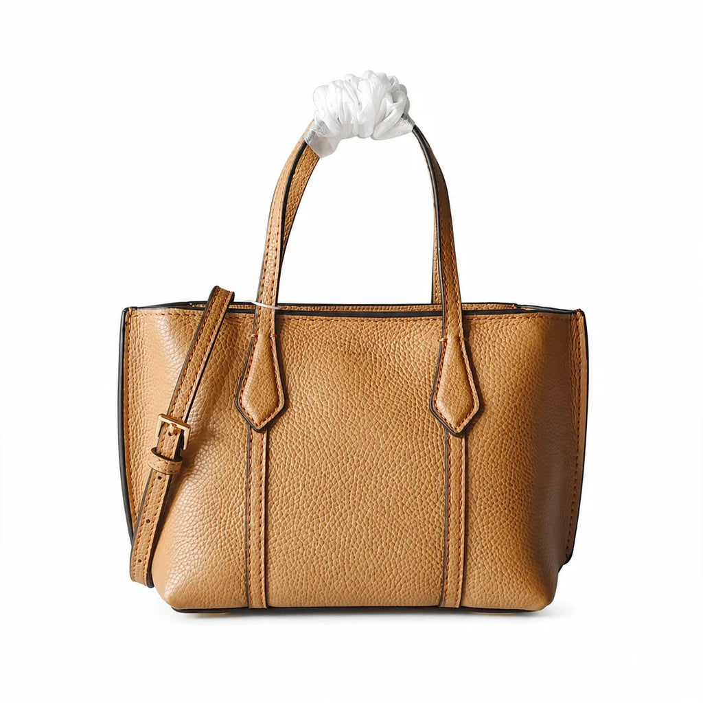 Tory Burch Perry | Tan pebbled leather detachable shoulder strap zip closure women's designer shoulder/handbag