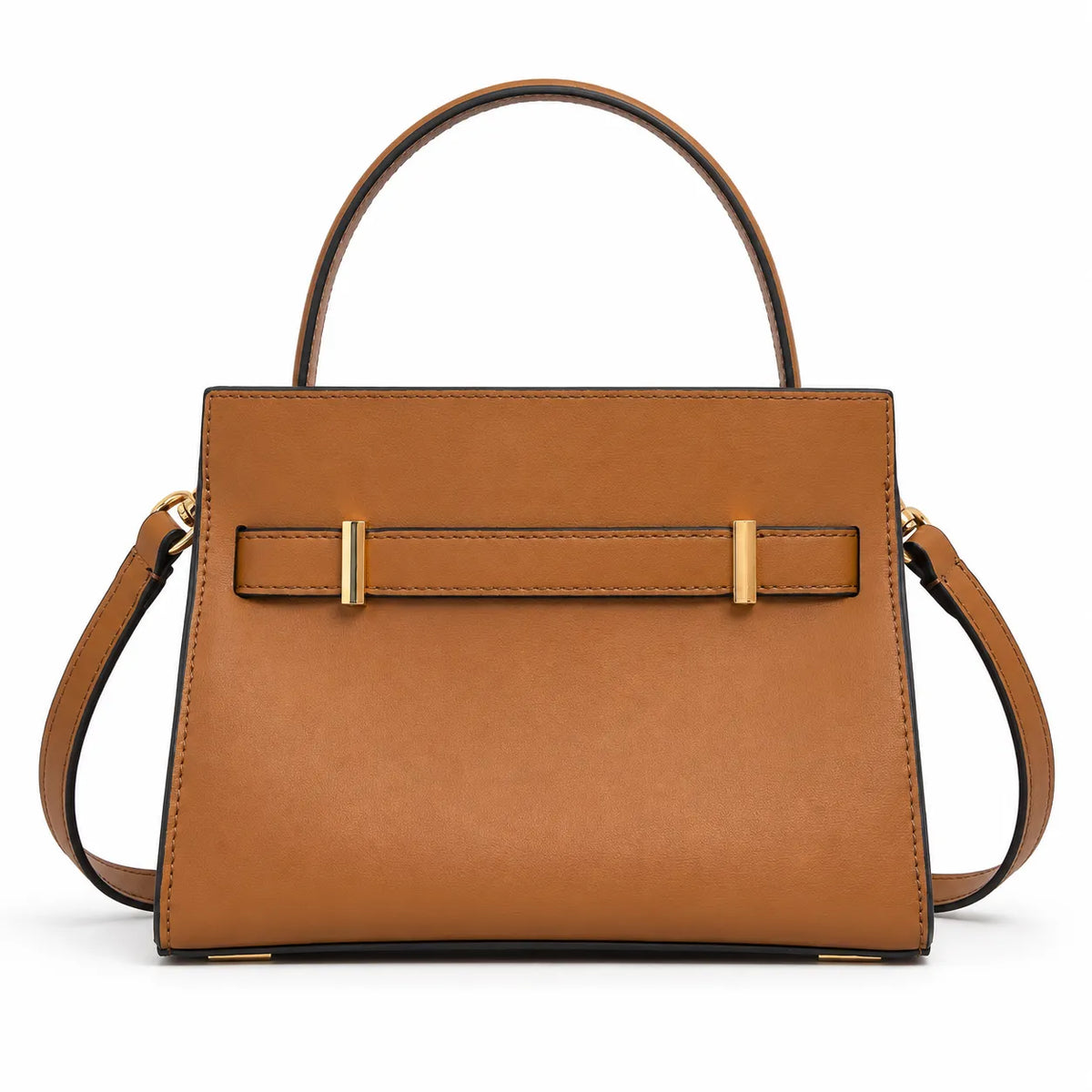 Tory Burch Double Lee Mini Tote Bag | Brown Leather & Gold Hardware, Detachable Strap, Multi-Compartment Interior, Women’s Designer Shoulder Handbag