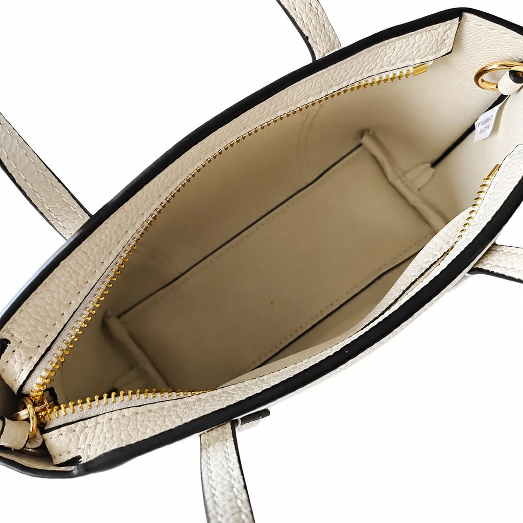 Tory Burch Perry | Ivory pebbled leather detachable shoulder strap  zip closure women's designer shoulder/handbag