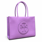 Tory Burch Ella Bio | Light purple, round T-logo embossed  double handles and detachable shoulder strap  women's designer shoulder bag