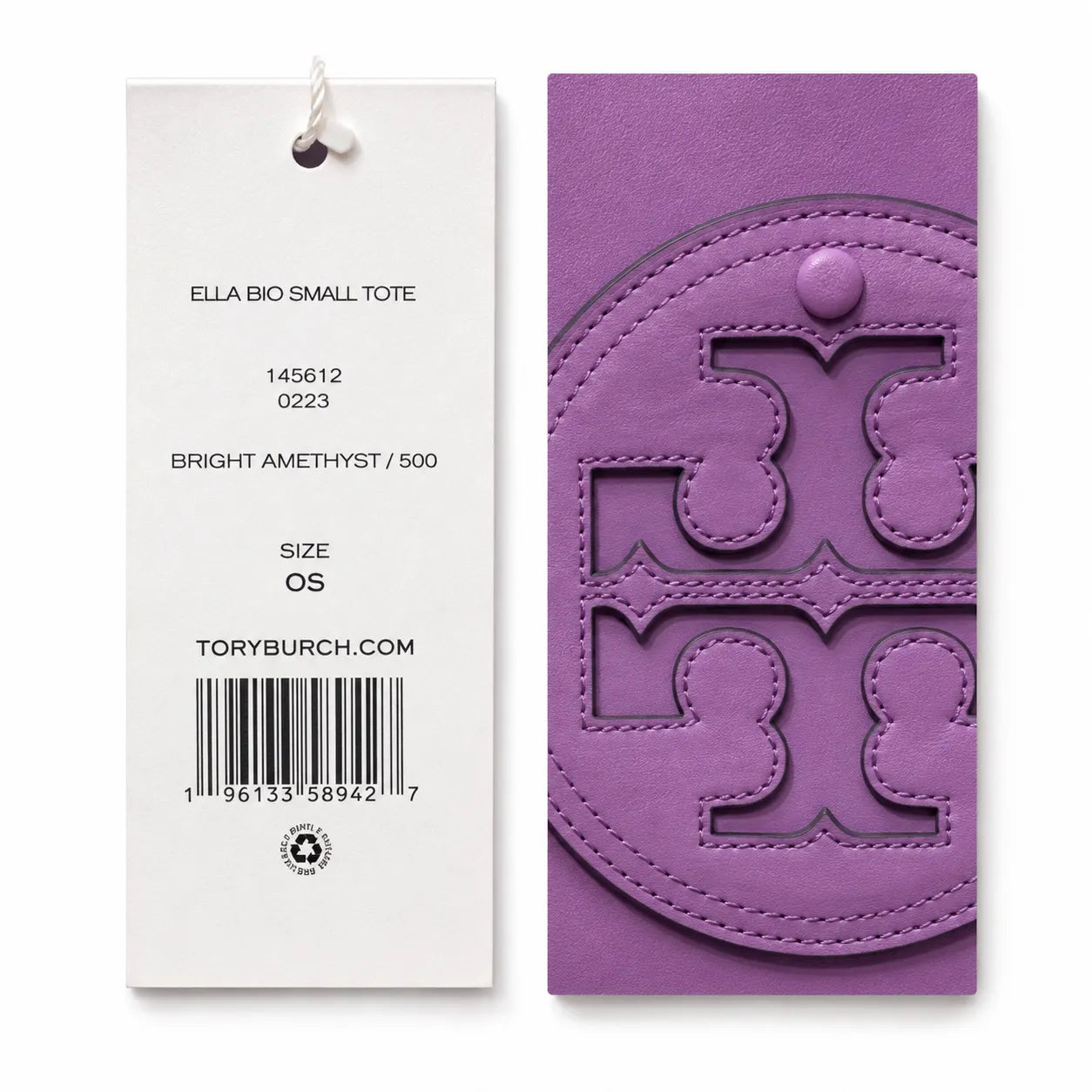 Tory Burch Ella Bio | Light purple, round T-logo embossed  double handles and detachable shoulder strap  women's designer shoulder bag