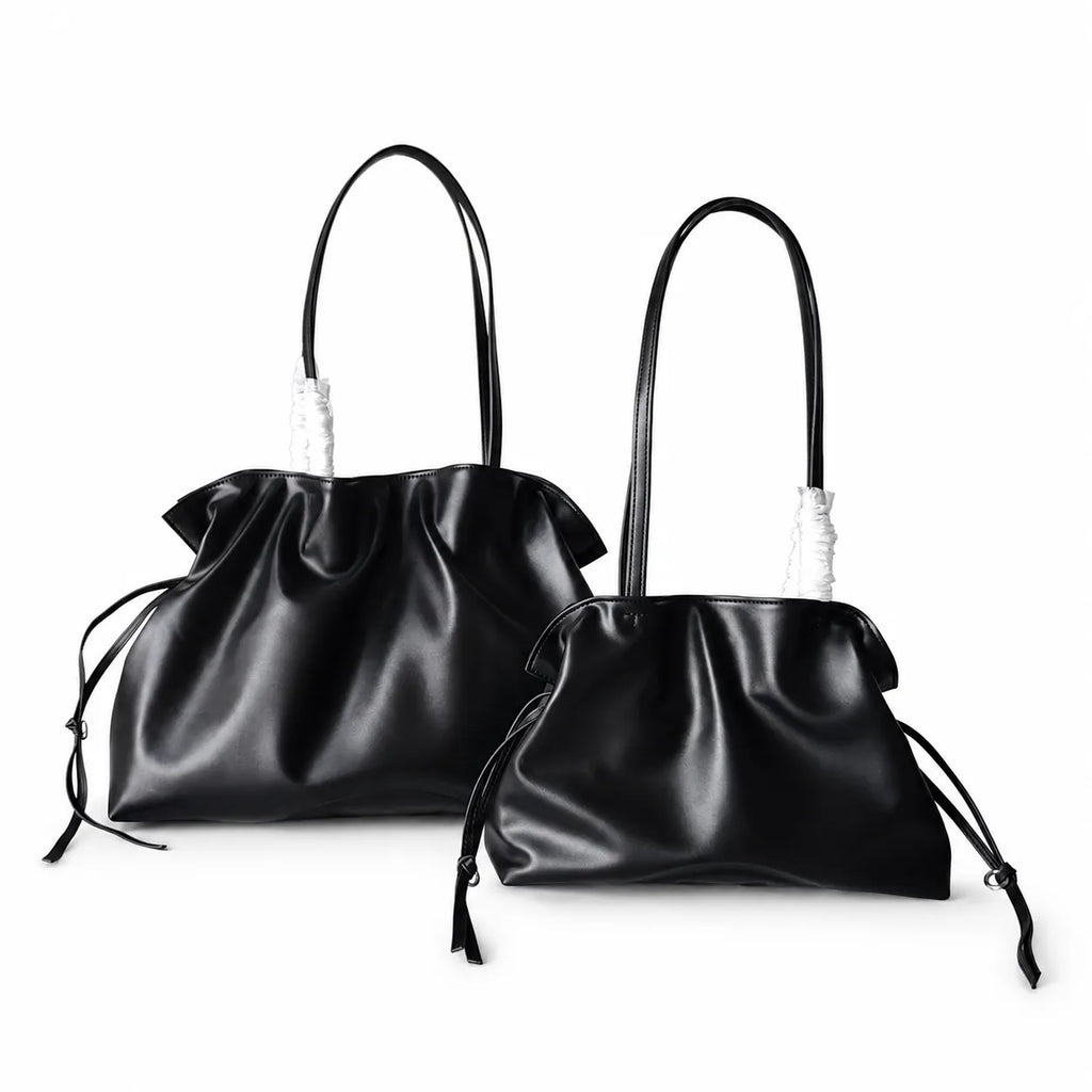 adjustable drawstring closure double handles  women's designer drawstring cloud handbag