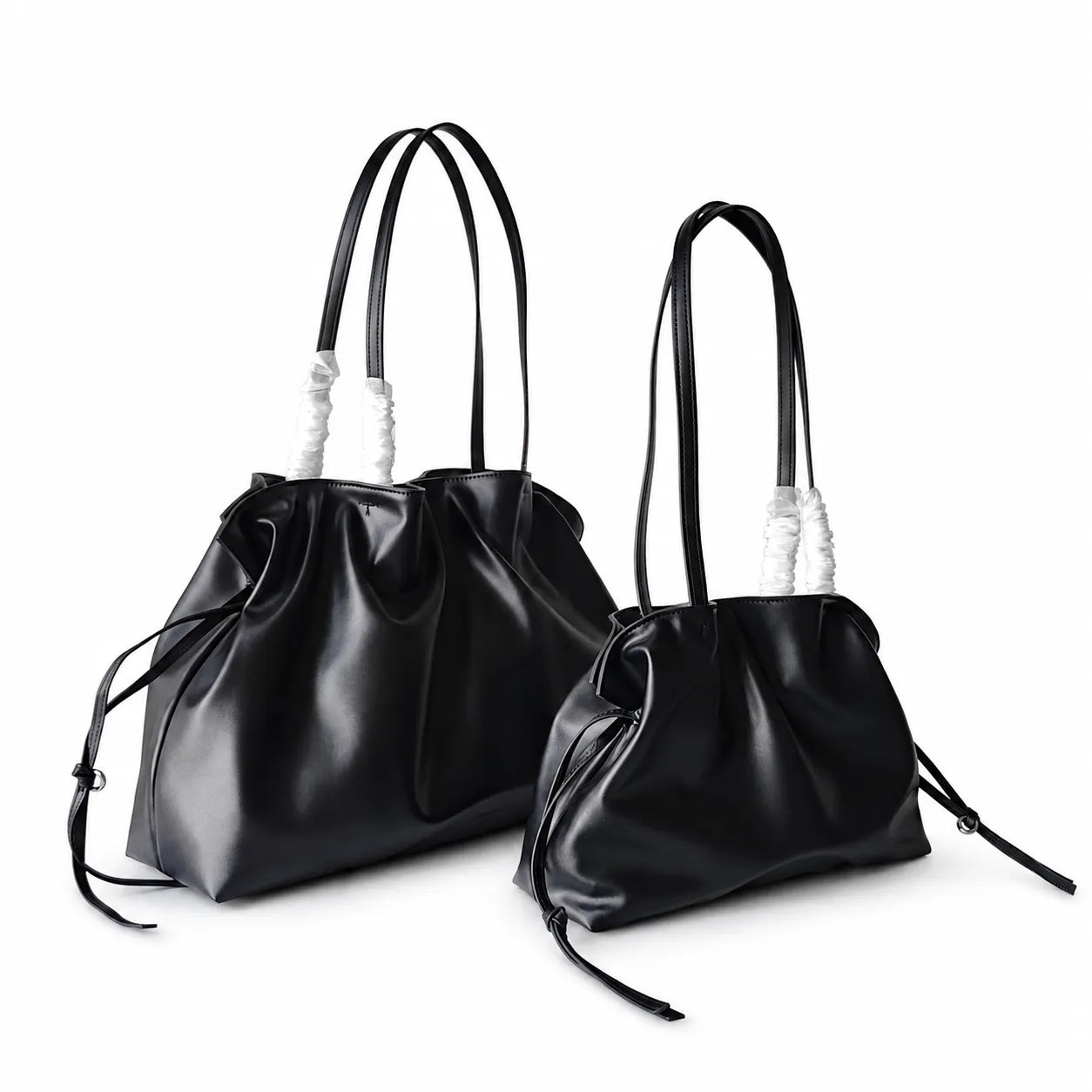 adjustable drawstring closure double handles  women's designer drawstring cloud handbag