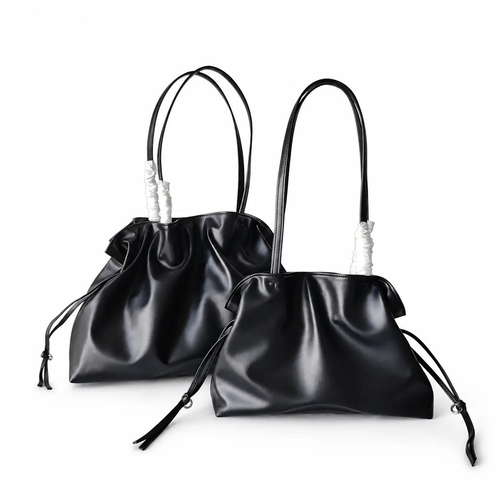adjustable drawstring closure double handles  women's designer drawstring cloud handbag