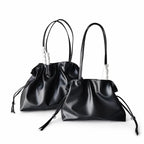 adjustable drawstring closure double handles  women's designer drawstring cloud handbag
