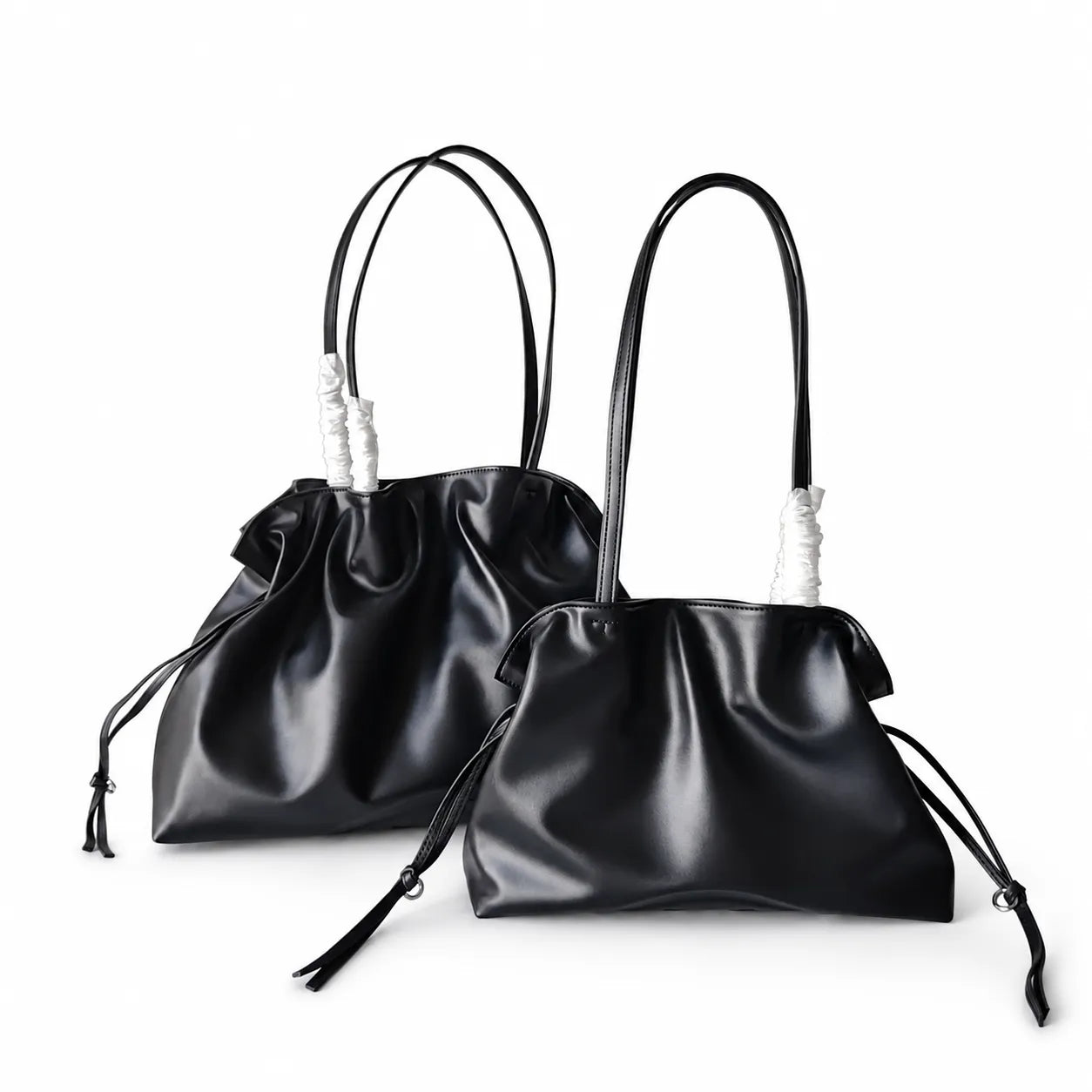 adjustable drawstring closure double handles  women's designer drawstring cloud handbag