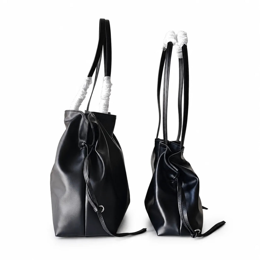adjustable drawstring closure double handles  women's designer drawstring cloud handbag